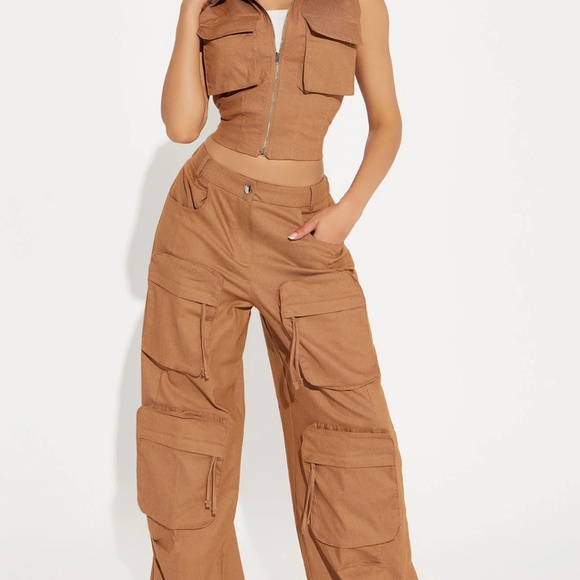 Fashion Nova Kailani Pant Set - Mocha - 1X - Picture 1 of 7